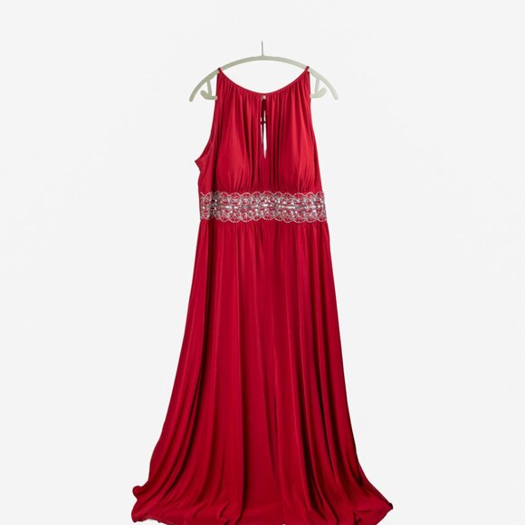R&M Richards Red Beaded Evening Gown — Size 22/24 (See Measurements) - Picture 2 of 5
